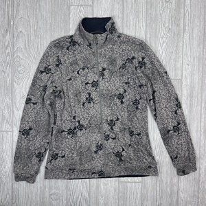 Merrell Opti-Wick Full Zip Knit Light Jacket Floral Pockets Black Brown Womens M